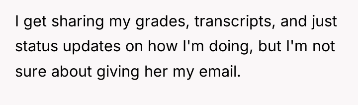 I get sharing my grades, transcripts, and just status updates...