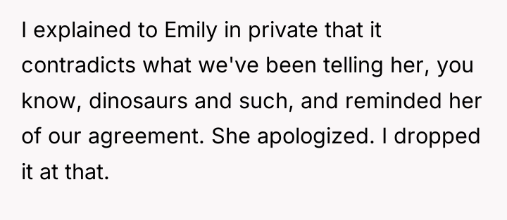 I explained to Emily in private that it contradicts what...
