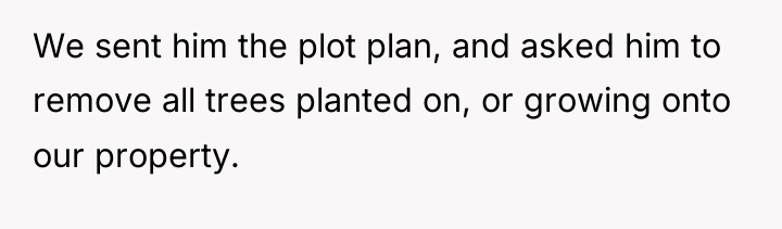 We sent him the plot plan, and asked him to...