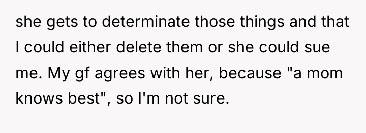 she gets to determinate those things and that I could...