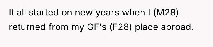It all started on new years when I (M28) returned...