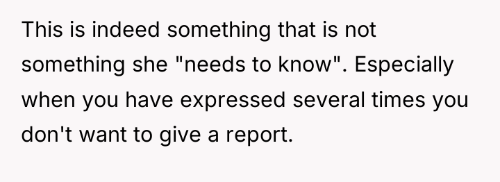 This is indeed something that is not something she "needs...
