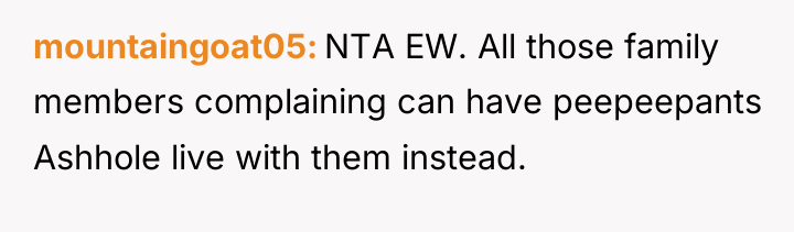 mountaingoat05 NTA EW. All those family members complaining can have...