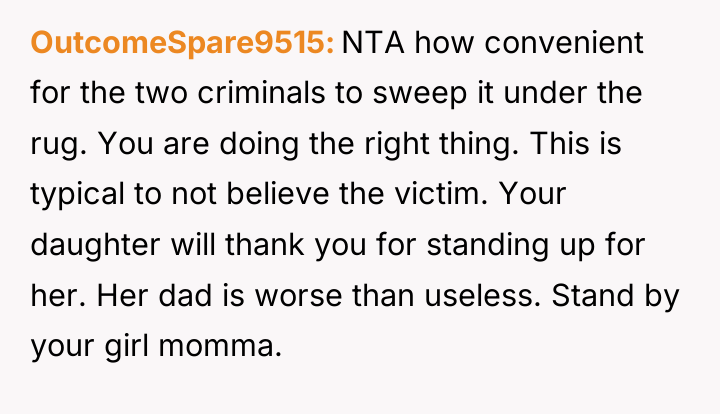 OutcomeSpare9515 NTA how convenient for the two criminals to sweep...