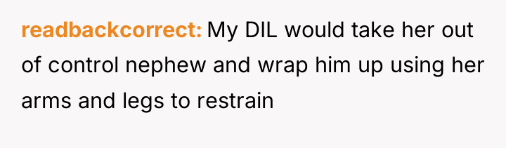 readbackcorrect My DIL would take her out of control nephew...