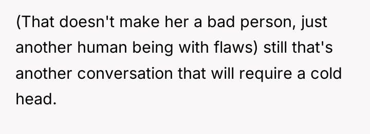 (That doesn't make her a bad person, just another human...