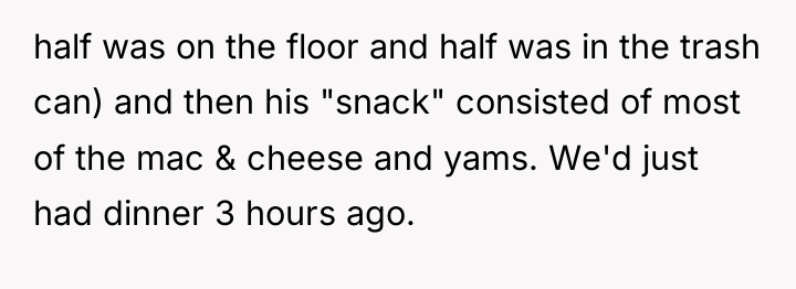 half was on the floor and half was in the...