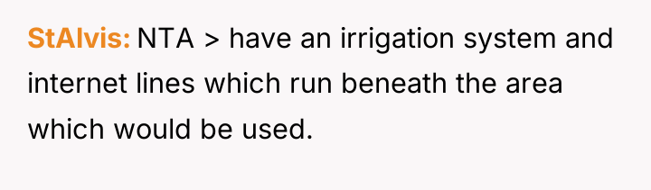 StAlvis NTA > have an irrigation system and internet lines...