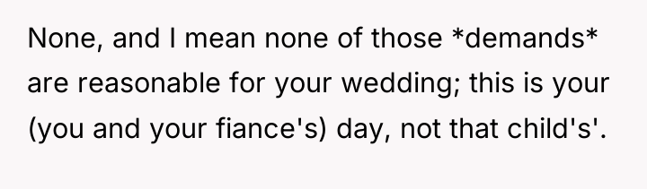 None, and I mean none of those *demands* are reasonable...