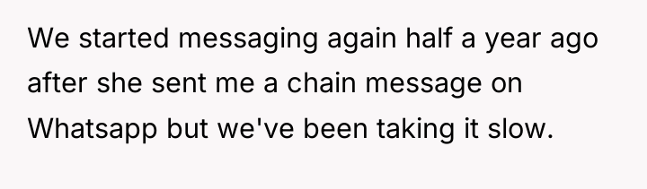 We started messaging again half a year ago after she...