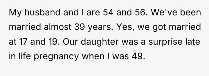 My husband and I are 54 and 56. We've been...