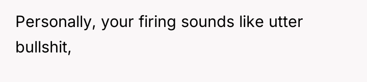 Personally, your firing sounds like utter bullshit,