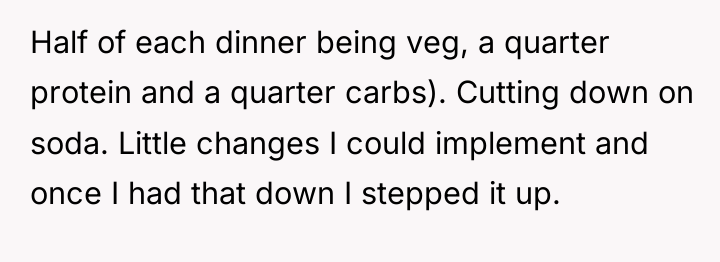 Half of each dinner being veg, a quarter protein and...