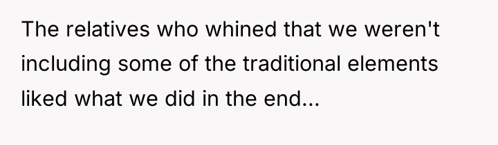 The relatives who whined that we weren't including some of...