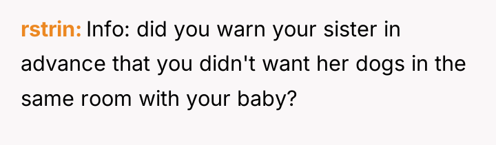 rstrin Info: did you warn your sister in advance that...