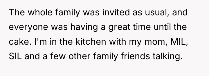 The whole family was invited as usual, and everyone was...