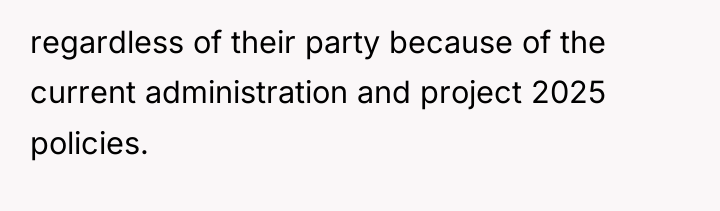 regardless of their party because of the current administration and...