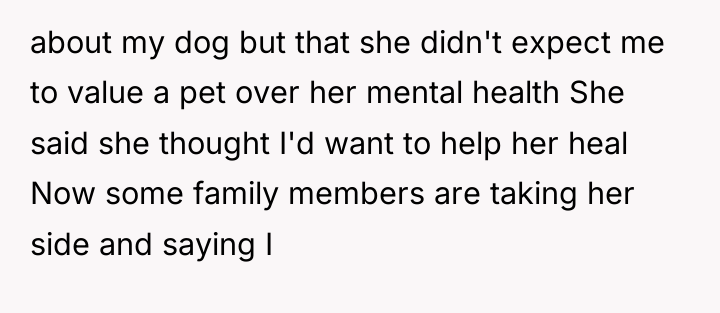 about my dog but that she didn't expect me to...