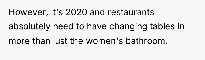 However, it's 2020 and restaurants absolutely need to have changing...