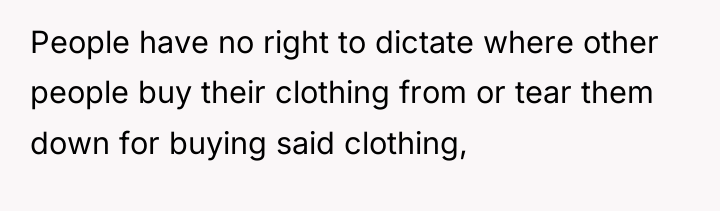 People have no right to dictate where other people buy...