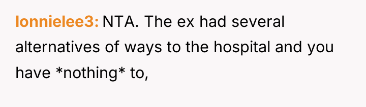 lonnielee3 NTA. The ex had several alternatives of ways to...