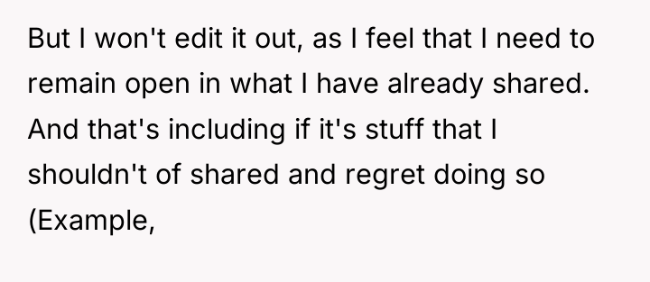 But I won't edit it out, as I feel that...