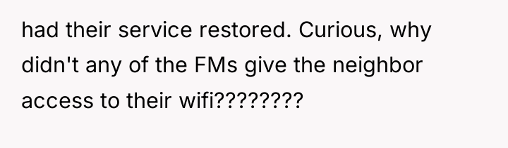 had their service restored. Curious, why didn't any of the...