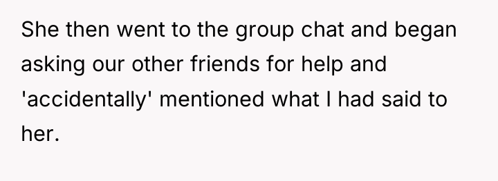 She then went to the group chat and began asking...