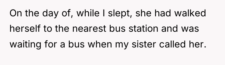 On the day of, while I slept, she had walked...