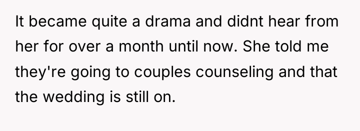 It became quite a drama and didnt hear from her...