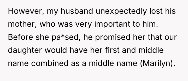 However, my husband unexpectedly lost his mother, who was very...