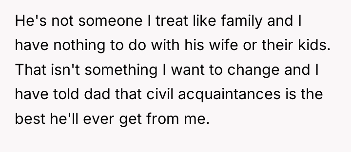 He's not someone I treat like family and I have...