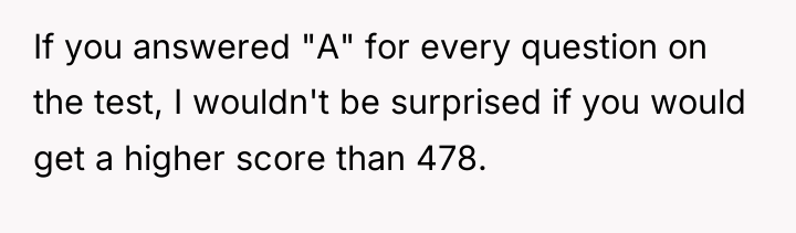 If you answered "A" for every question on the test,...