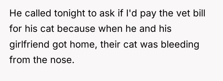 He called tonight to ask if I'd pay the vet...