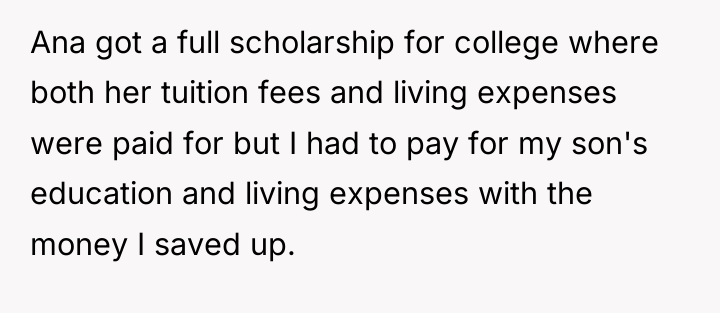 Ana got a full scholarship for college where both her...