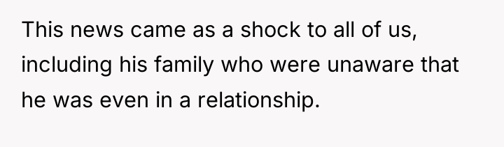 This news came as a shock to all of us,...