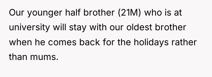 Our younger half brother (21M) who is at university will...