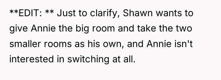 **EDIT: ** Just to clarify, Shawn wants to give Annie...