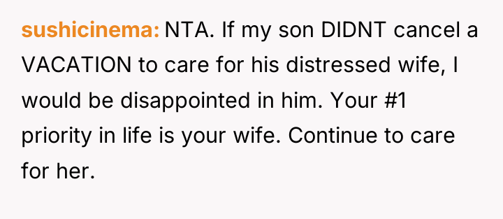 sushicinema NTA. If my son DIDNT cancel a VACATION to...