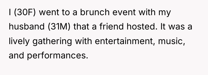 I (30F) went to a brunch event with my husband...
