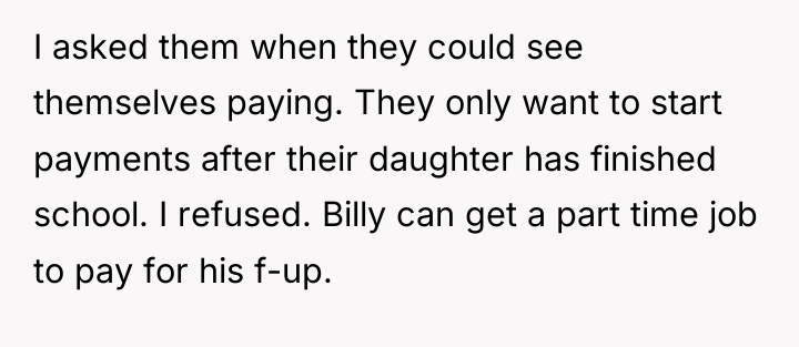 I asked them when they could see themselves paying. They...