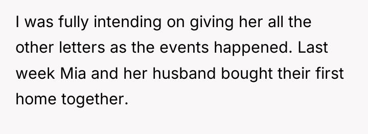 I was fully intending on giving her all the other...