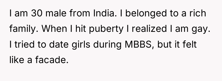 I am 30 male from India. I belonged to a...