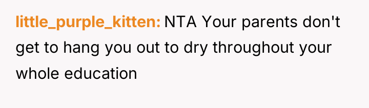 little_purple_kitten NTA Your parents don't get to hang you out...