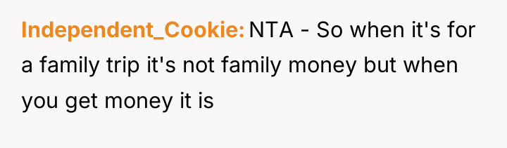 Independent_Cookie NTA - So when it's for a family trip...