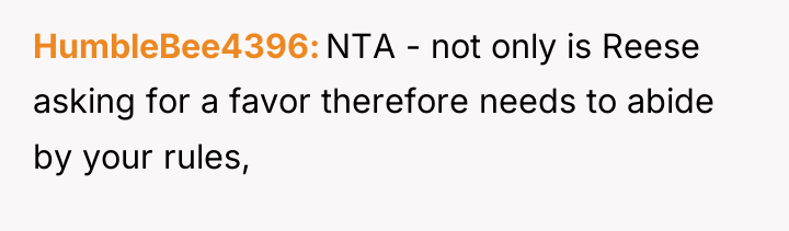 HumbleBee4396 NTA - not only is Reese asking for a...