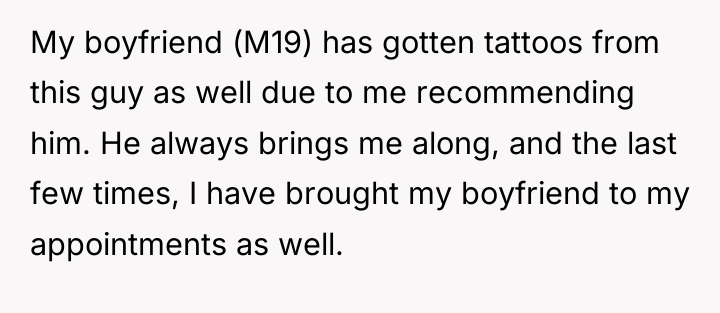 My boyfriend (M19) has gotten tattoos from this guy as...