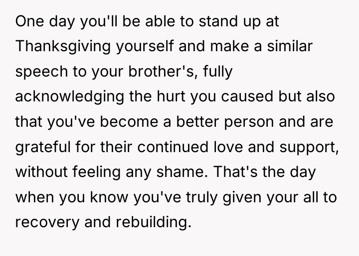 One day you'll be able to stand up at Thanksgiving...