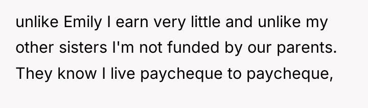 unlike Emily I earn very little and unlike my other...