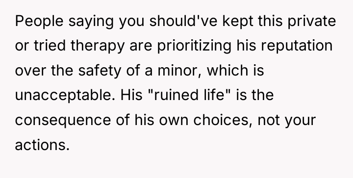 People saying you should've kept this private or tried therapy...